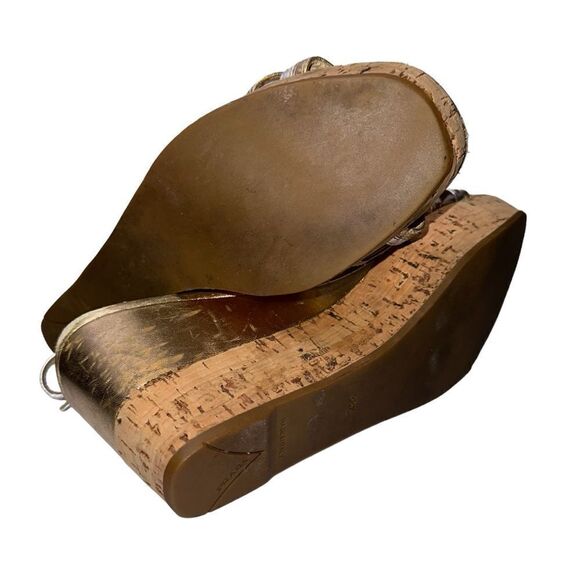 Prada Sling Back wedge sandals. Size 38.5 silver & gold metallic Authentic - Picture 7 of 9